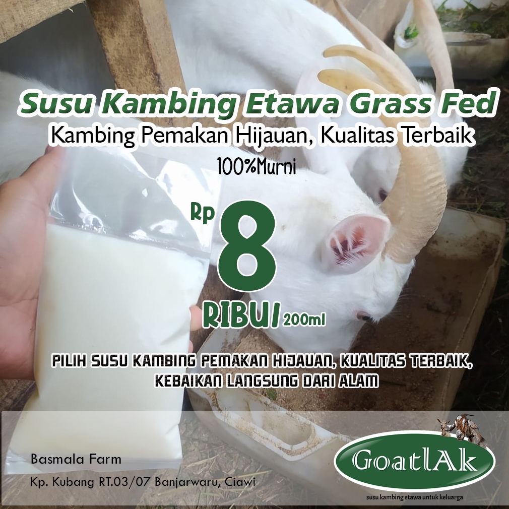 

Susu Kambing Etawa/Saanen Murni Beku, 200 ml , Susu Kambing Cair Fresh Segar 100% Murni tanpa Gula