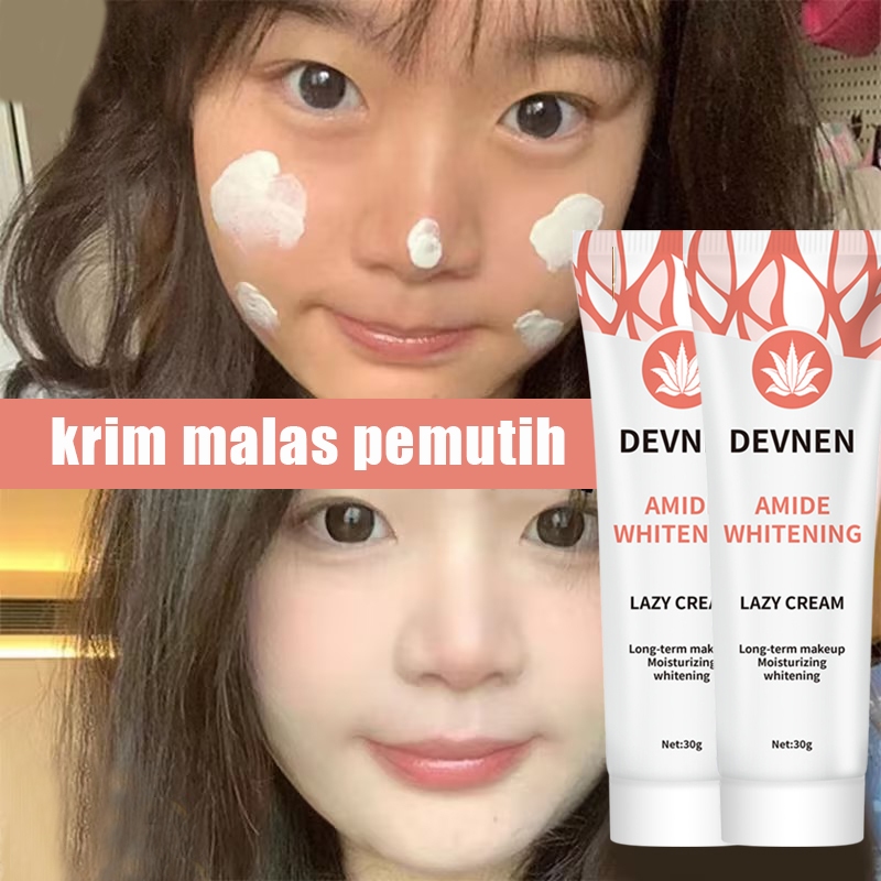 Gluta Whitening Lazy Cream Niacinamide Cream 30g Pemutih Wajah Glowing Cepat Long Term Makeup Moistu
