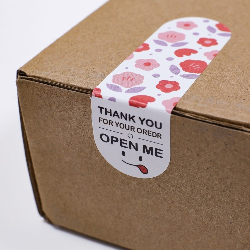 

Sticker Panjang Stiker Open Me & Thank You Segel Makanan Souvenir isi 50 pc