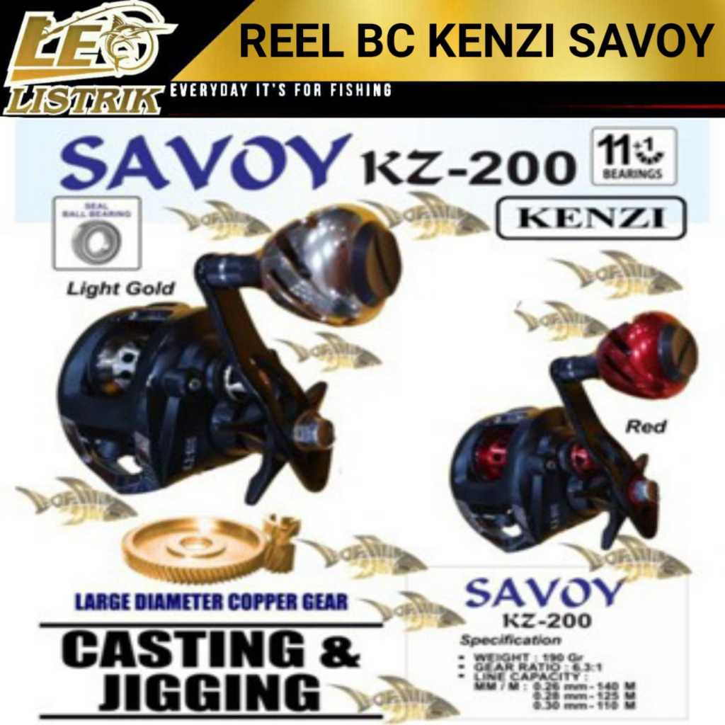 REEL BC KENZI SAVOY KZ-200 BAIT CASTING (BC) 11+1 BALLBEARING LARGE DIAMTER COPPER GEAR TERLARIS HIG