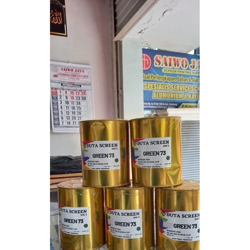 

Duta screen ink ORIGINAL 100% ASLI warna GREEN 73 kemasan 1kg