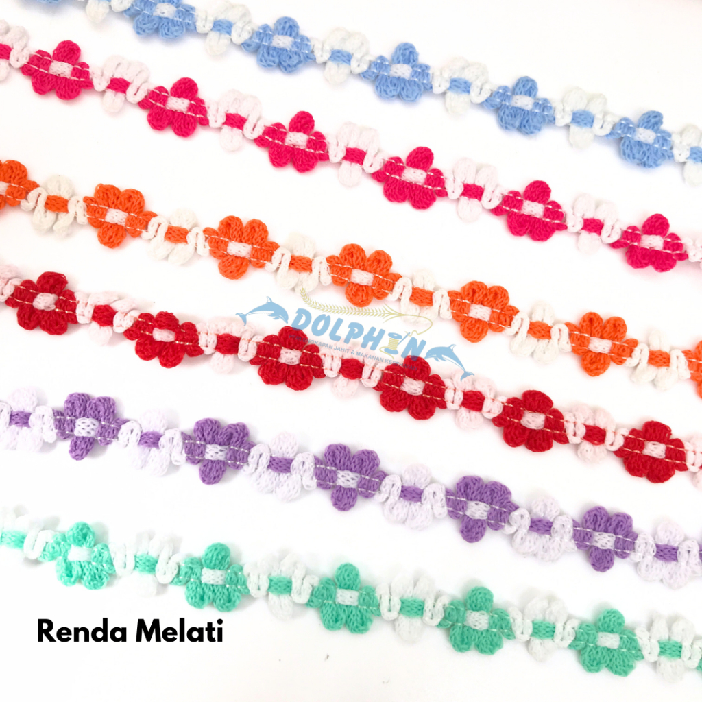 [18] Renda Bunga Melati Kecil 1cm Murah METERAN / Aksesoris Tas Mukena Taplak Baju Anak