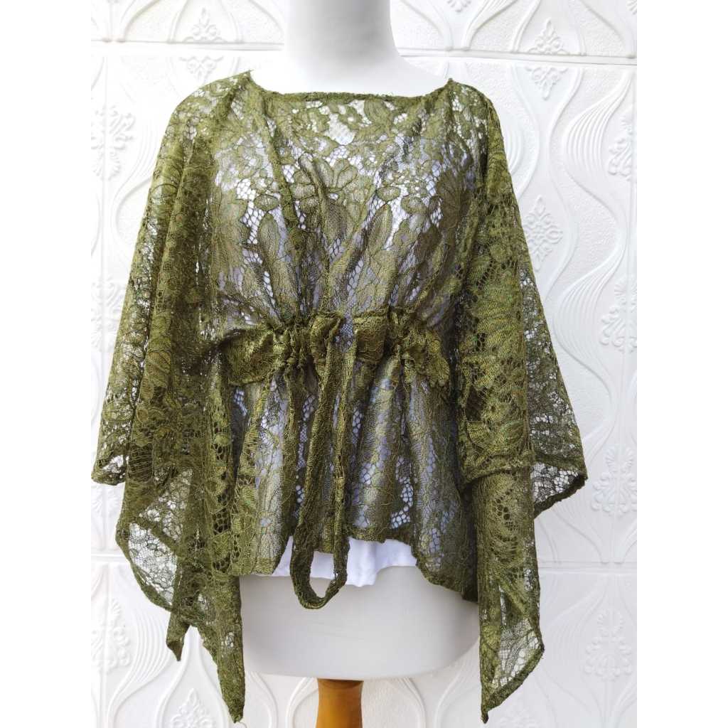 CUCI GUDANG Outer Kondangan Wanita Elegan Outer Brukat Cape Serut Outfit Atasan Fashion Cewek Brokat