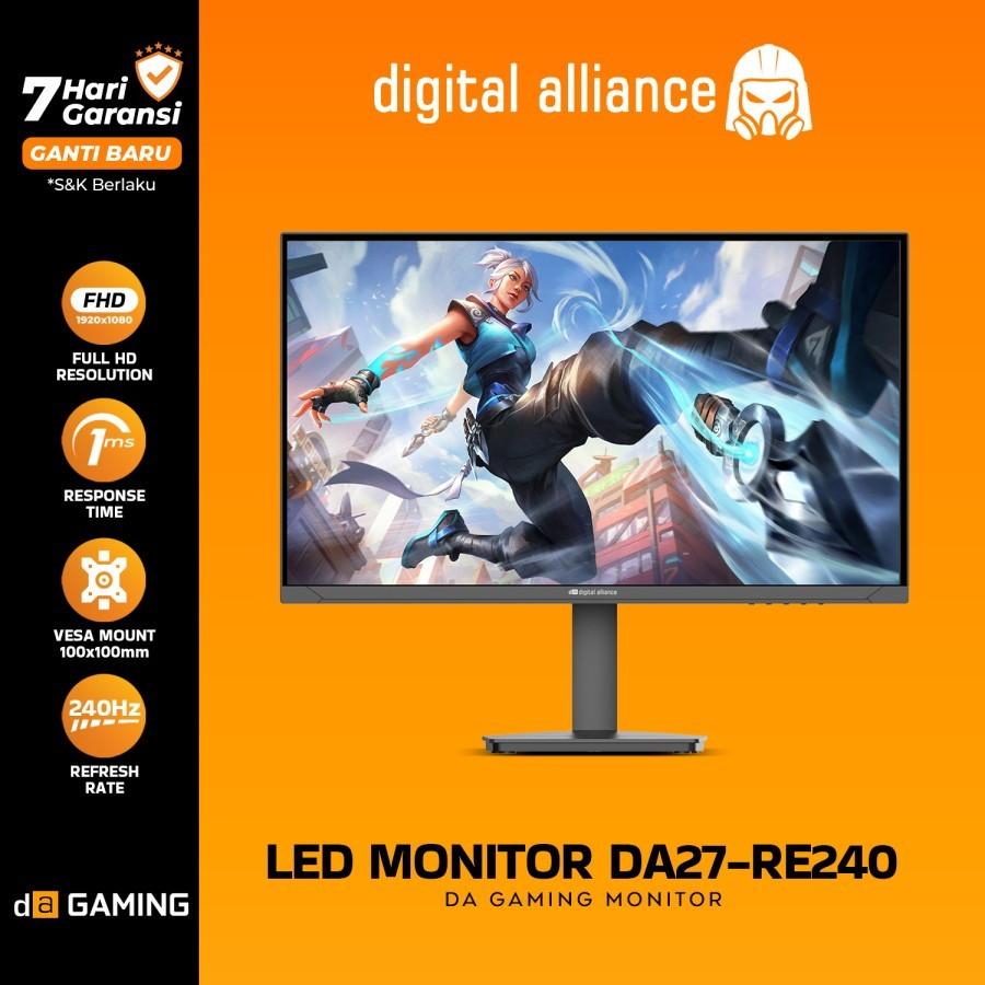 Monitor LED Digital Alliance 27" 240Hz IPS FHD 1ms 99% SRGB DA27-RE240 - Monitor DA 27" 240Hz