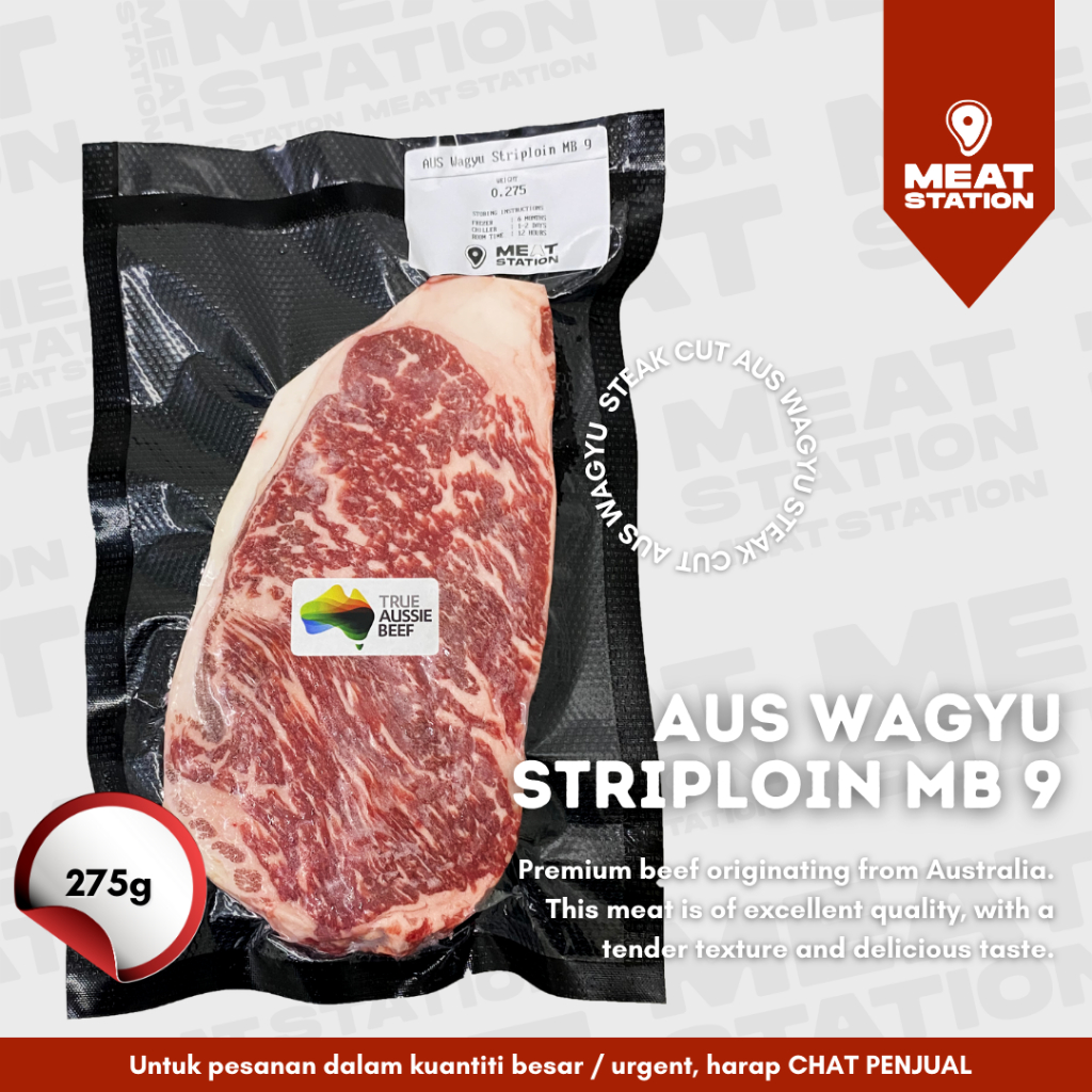 

AUS Wagyu Striploin MB 9 275g A / Beef Steak Cut / Beef Import