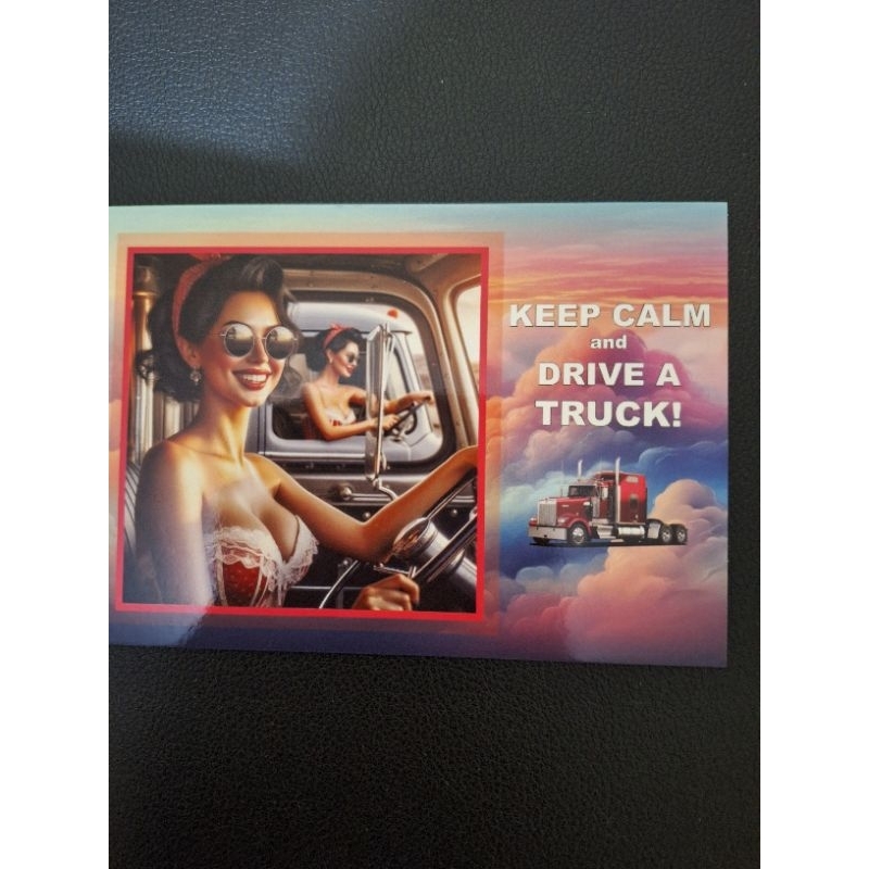 

kartu pos keep calm and drive a truck postcard