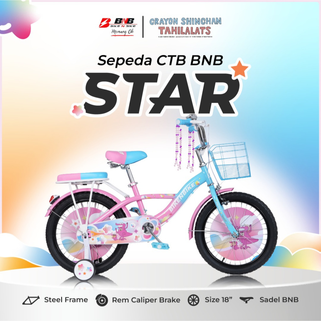 Sepeda Anak Perempuan BNB STAR Ukuran 16 & 18 Inch Keranjang