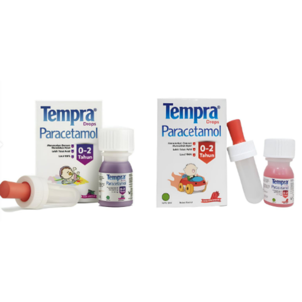 Tempra drop - Sirup Paracetamol Anak ( 0-2 tahun ) - obat demam & pereda nyeri - Rasa Anggur, Strawb