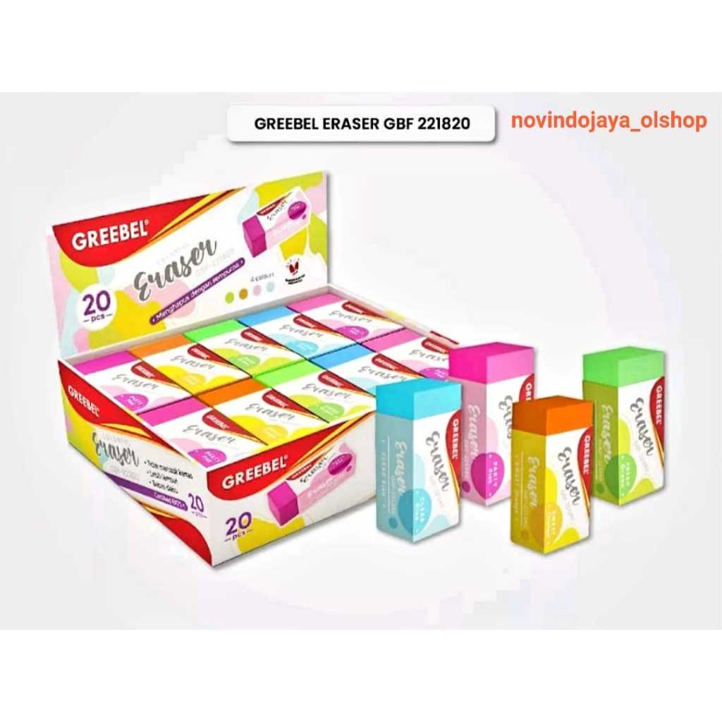 

PENGHAPUS PENSIL GREEBEL ERASER GBF-221820L WARNA PINK ORANGE HIJAU BIRU TERLARIS
