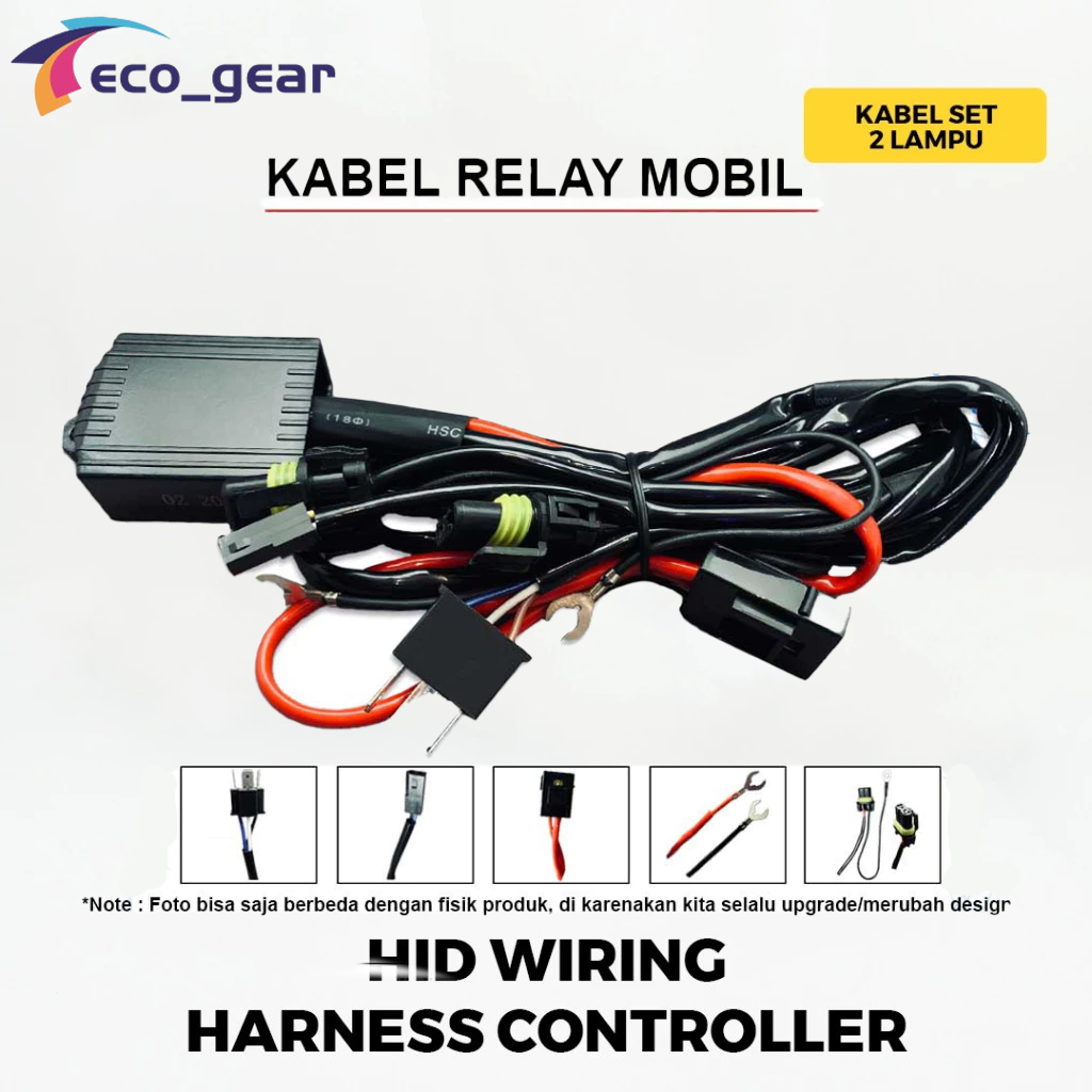 Kabel Relay Super Lampu H4 SET HID Projector Biled Projie LED Motor Mobil H4 2 Lampu Kabel Relay Set