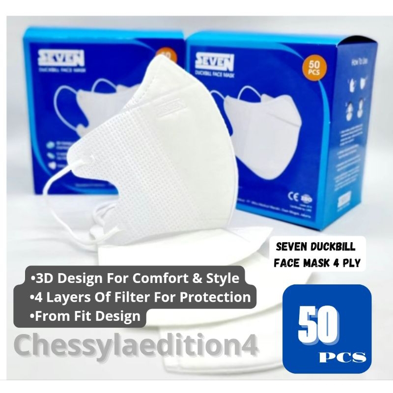 Masker Seven Duckbill 4ply/Masker Medis Duckbill 4ply isi 20pcs & 50pcs Mask