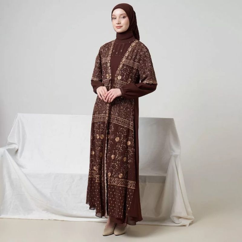 SET GAMIS INNER OUTER LAROSA 22.111  /  GAMIS LAROSA BORDIR SET HIJAB  / DRESS ABAYA LAROSA INNER OU