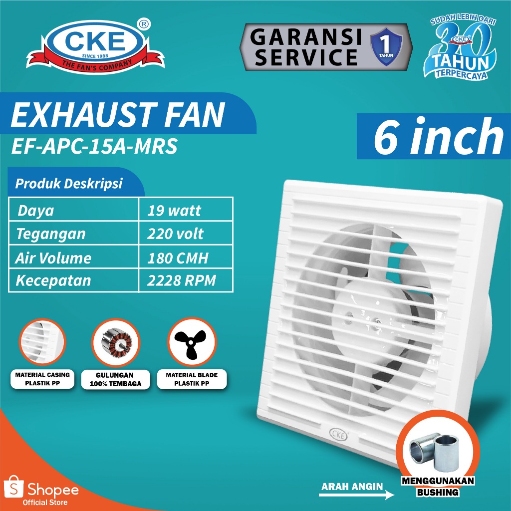 Kipas Hexos Dinding Penghisap Udara 6 Inch Exhaust Fan Mini Tembok