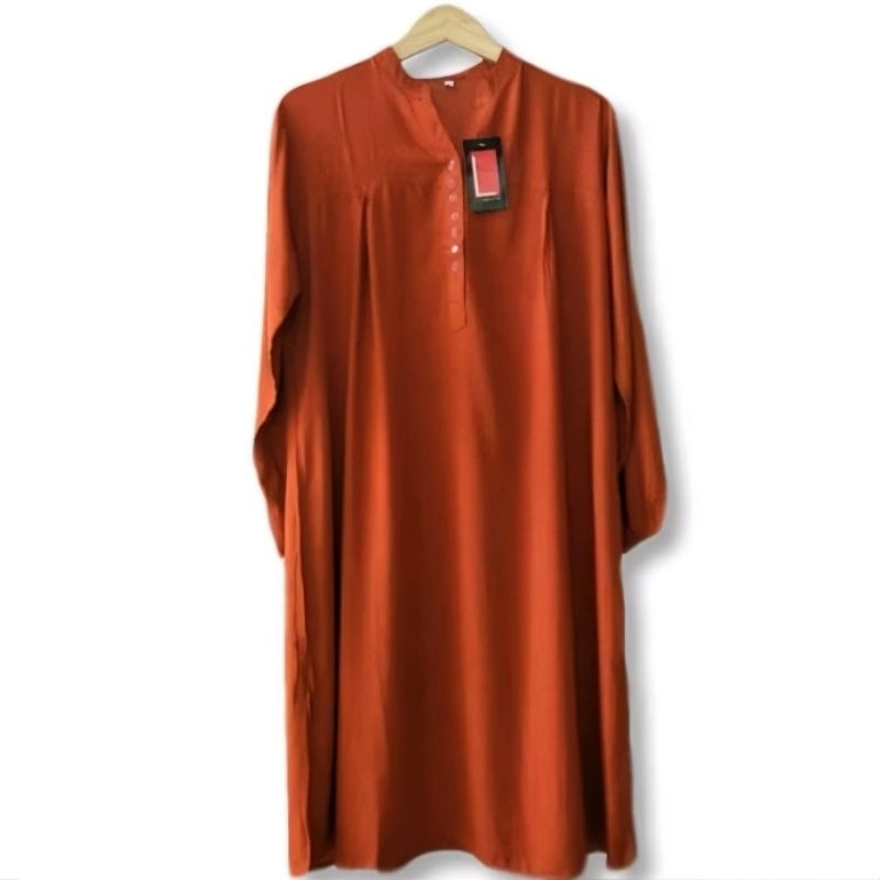 TUNIK KATUN RAYON POLOS JUMBO WARNA MERAH BATA
