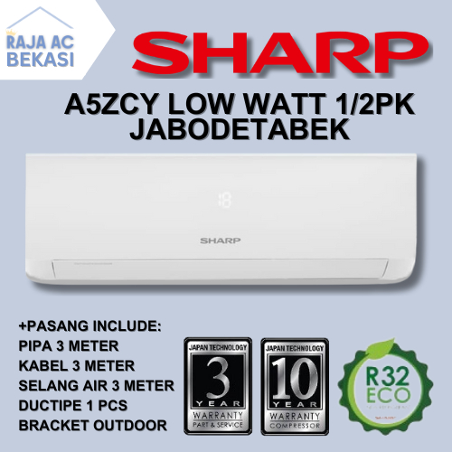 AC Sharp 1/2 PK A5ZCY LOW WATT FREE PASANG + AKSESORIS Raja AC Bekasi