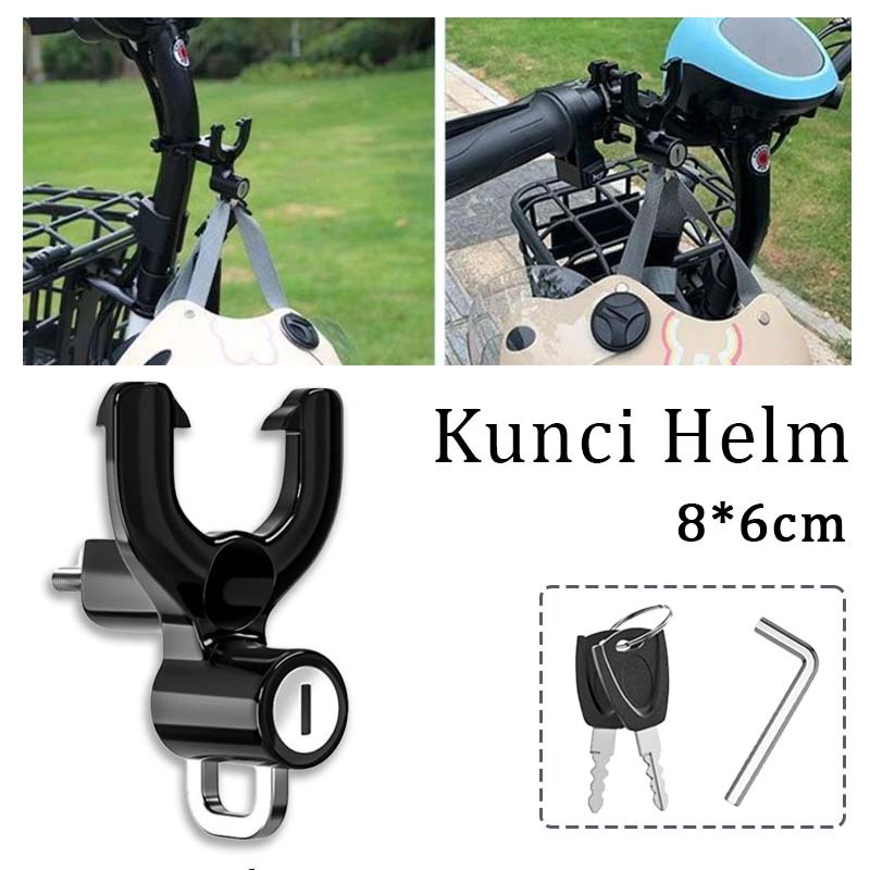 1set Gembok Helm Gembok Sepeda Motor Anti Maling Kunci Helm Motor Anti Maling Kunci Gantungan Helm H
