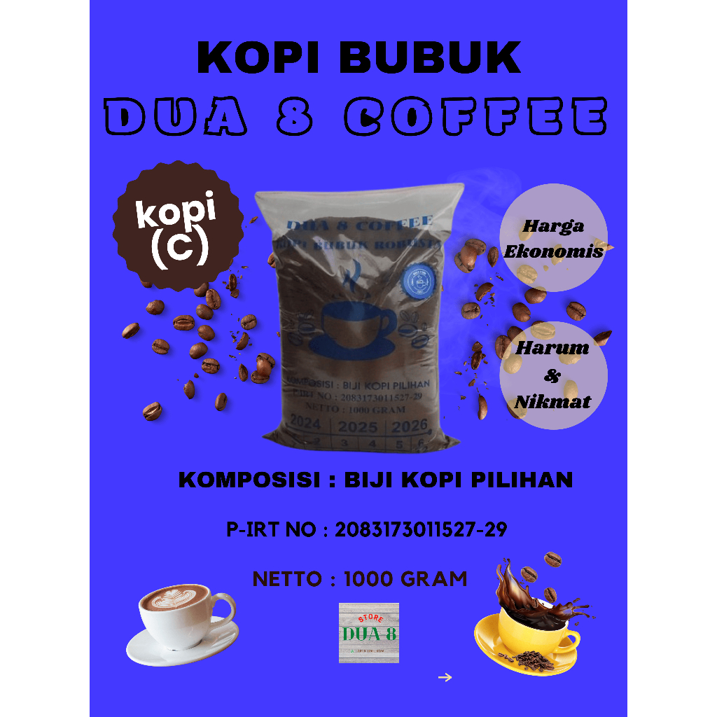 

(PRODUK C) KOPI BUBUK ROBUSTA 1 KG - EKONOMIS, HARUM, NIKMAT