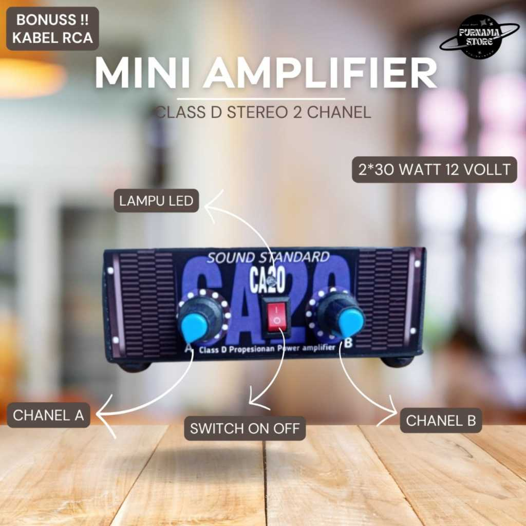 ampli mini CA20 12 vollt - power rakitan miniatur stereo 2 chanel 5 vollt