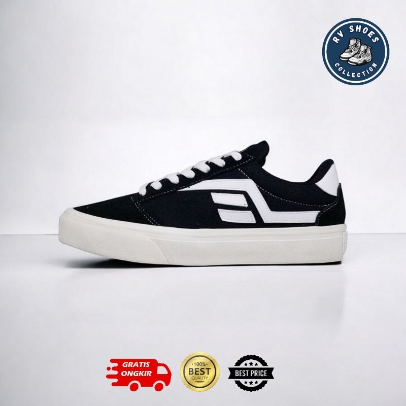 Sepatu Sneakers Pria Aether Black Vulcanized Skate Shoes Premium