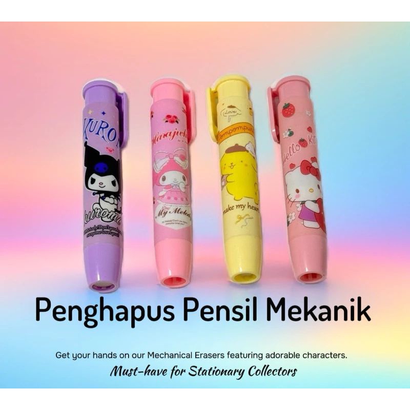 

Ready Penghapus pensil mekanik karakter kartun/ press mechanical pencil eraser