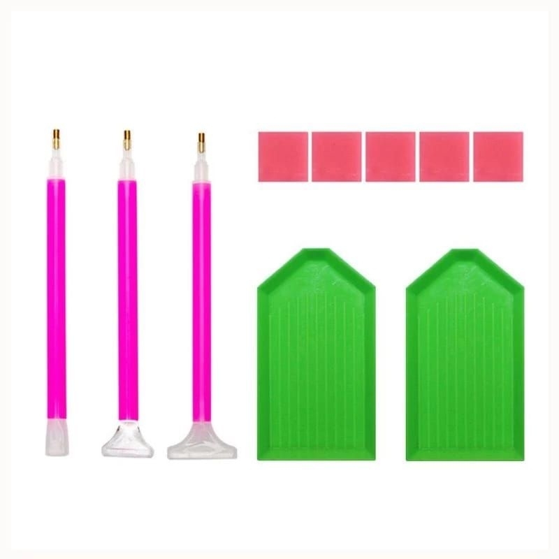 Set Peralatan Diamond Painting Full Drill 5D Tools Diamond Painting Lengkap Lem Pen Tray