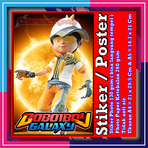 Sticker Poster boboiboy galaxy boboi boy stiker A3 A3+ A4 Vynil lukisan Hiasan Dinding Kamar Bag-4