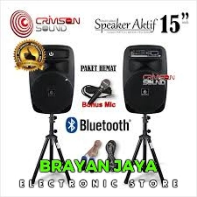 SPEAKER AKTIF CRIMSON SOUL-15 SPEAKER BLUETOOTH KAKI TRIPOD UKURAN 15 INCH