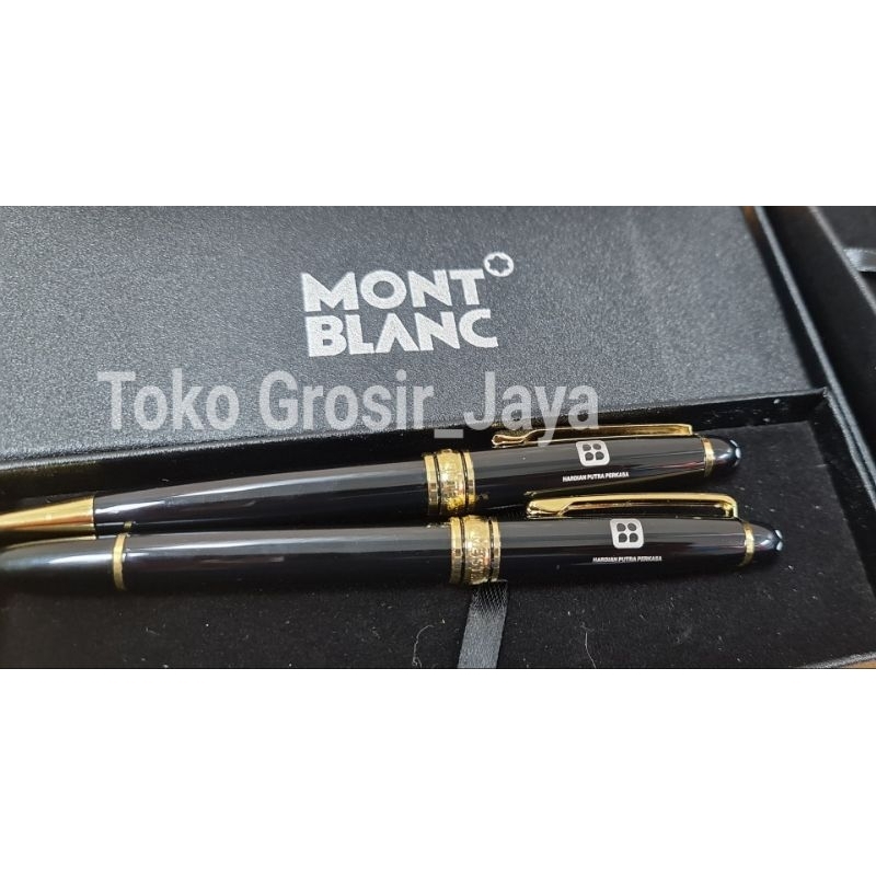 

Pulpen Montblanc Misterstuk Couple/Sepasang Black Gold Custom Ukir Logo Pt/ Bisa Request Gambar Logo Sendiri
