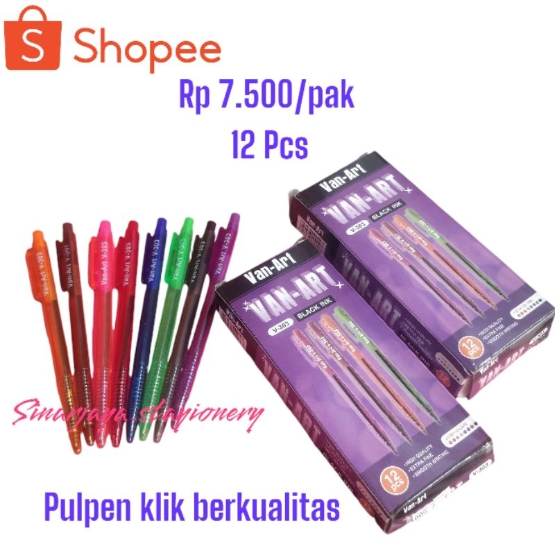 

Pulpen murah klik 1 pak isi 12 pcs van art