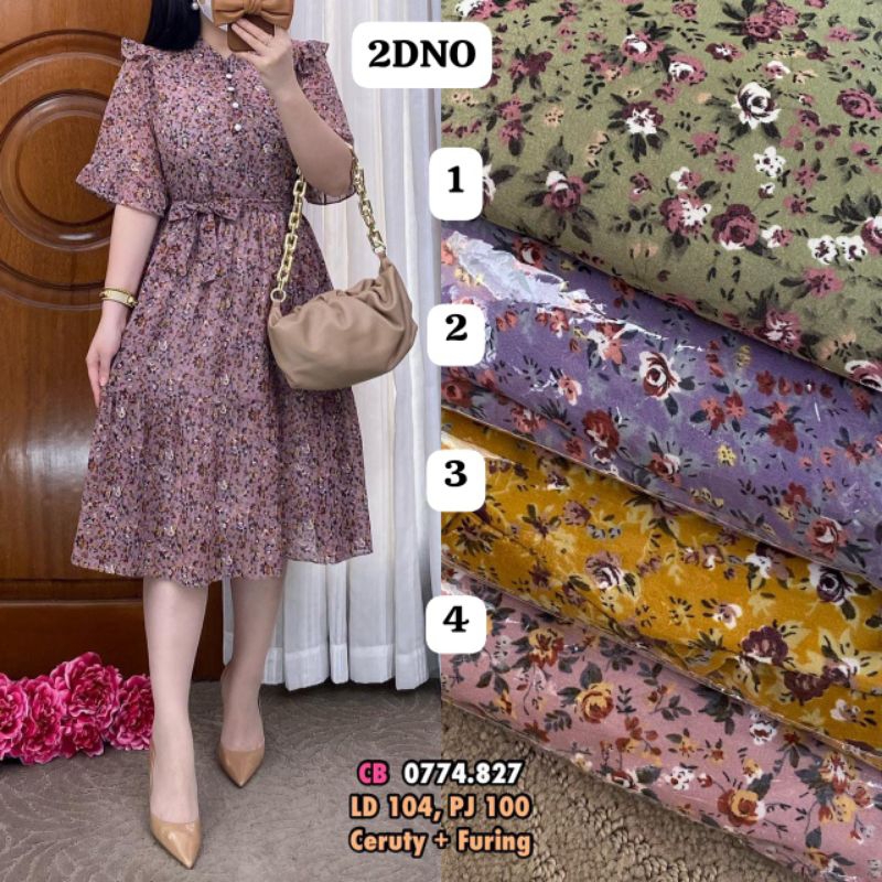 Dress Ceruty Bunga | Baju Pesta Busui | Lengan Pendek
