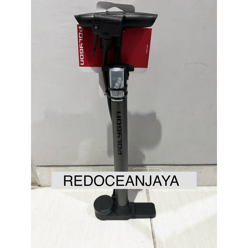 POLYGON POMPA LANTAI SEPEDA PENDEK plastik steel FLOOR PUMP POLYGON SHORTY DUAL HEAD 160 psi pompa a