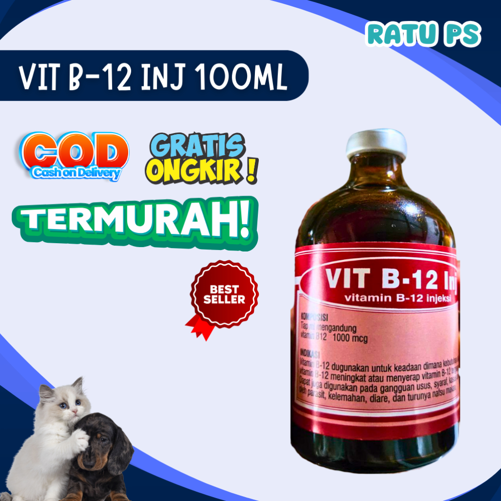 Vit B.12 Injeksi - Vit B.12 Ternak - Vit B.12 Untuk Menambah Energi  - Vitamin B.12 untuk Hewan