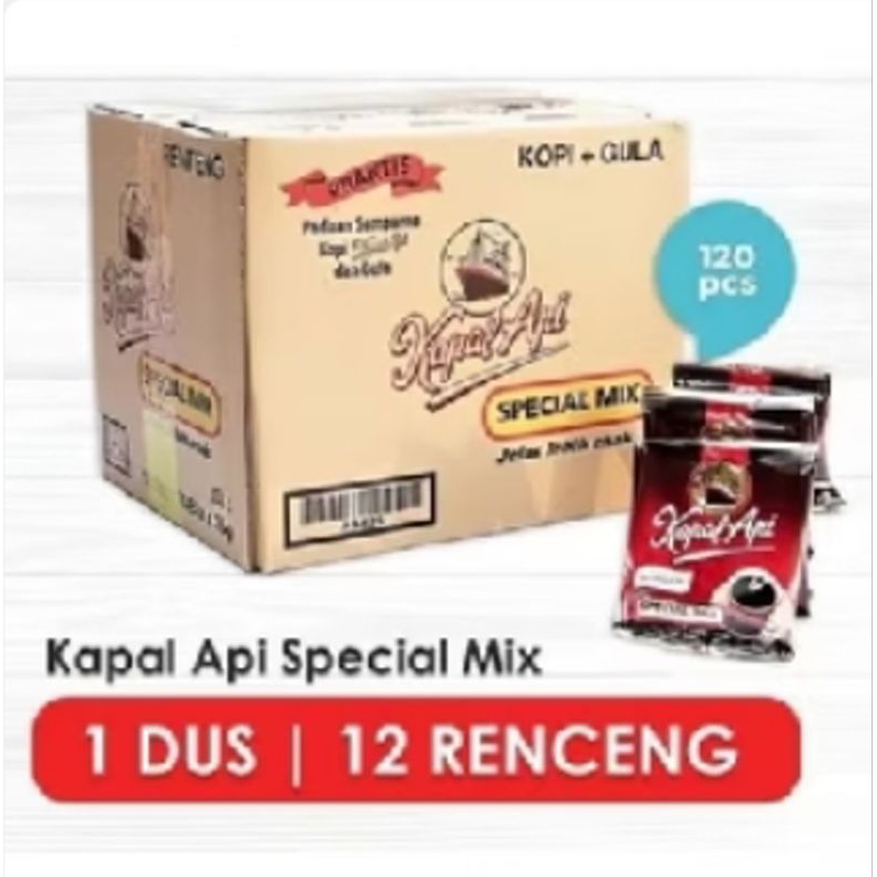 

kopi kapal api special mix + gula/dus (12 lmbr)