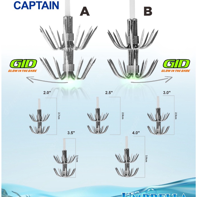 Boom Kail Pancing Cumi Captain Umbrella Hook