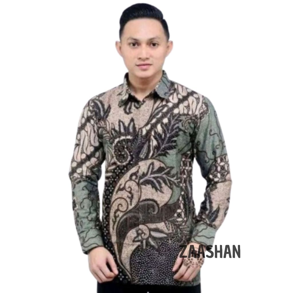 BATIK PRIA // KEMEJA BATIK MOTIF HIJAU PUTIH TERBARU