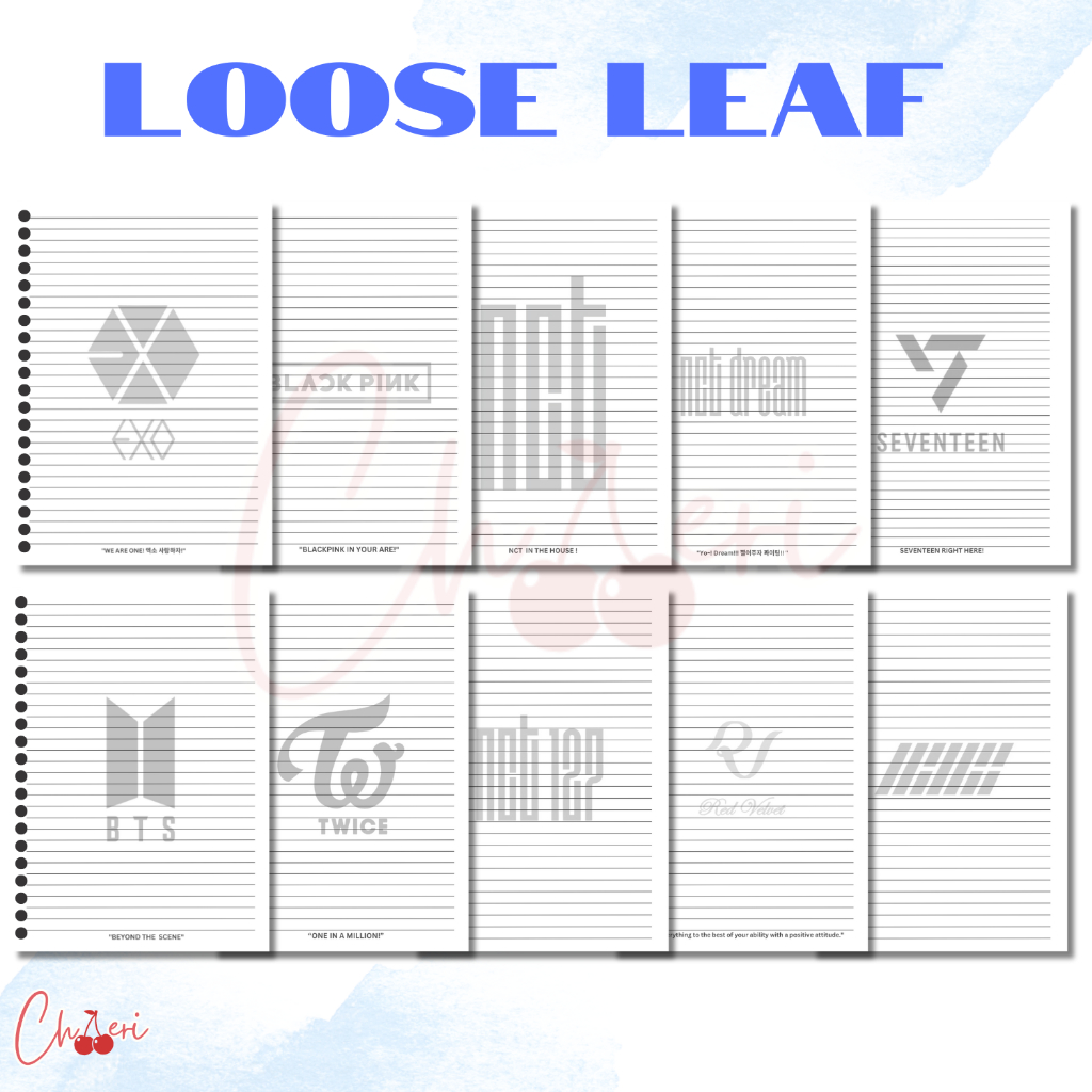 

Loose Leaf | Binder Revil | Isi Binder [KPOP] Logo - EXO, BTS, Blackpink, NCT, Twice, NCT Dream, Red Velvet, NCT 127, Seventeen, IKON, Itzy, TXT, Aespa, Treasure, New Jeans, Stray Kids, IVE, Ateez, Lesserafim, ZB1, Baby Monster, Riize