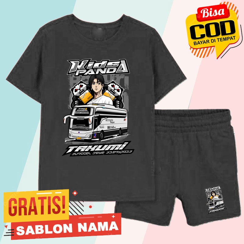 SETELAN BAJU KAOS ANAK BUS MANIA TELOLET KIDS PANDA TAKUMI TUNGGAL JAYA