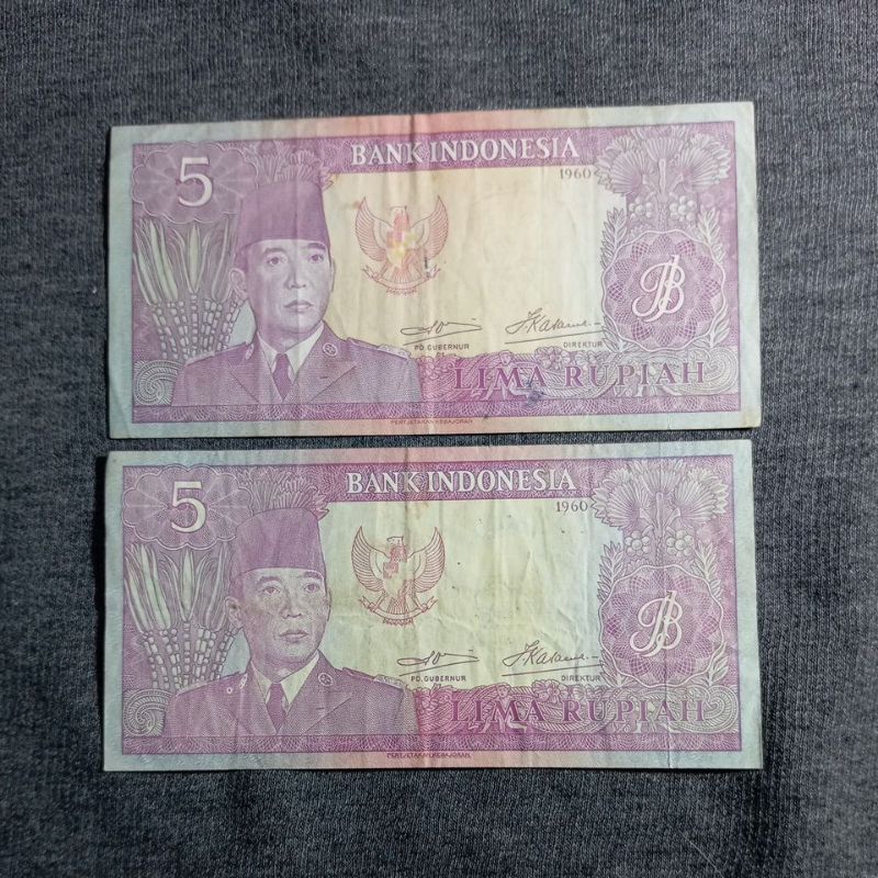 UANG KUNO 5 RUPIAH SOEKARNO ASLI