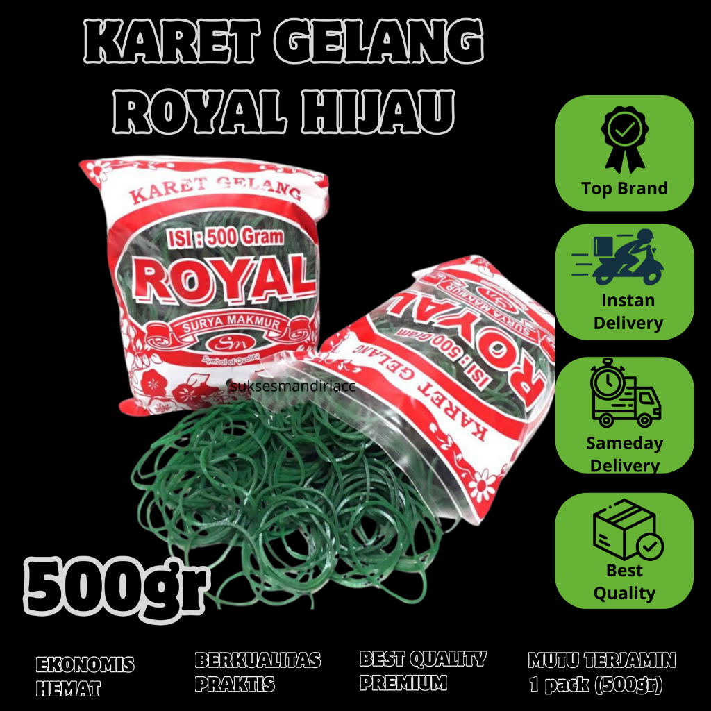 Karet Gelang Hijau Royal @500gram ikat duit uang barang dapur plastik