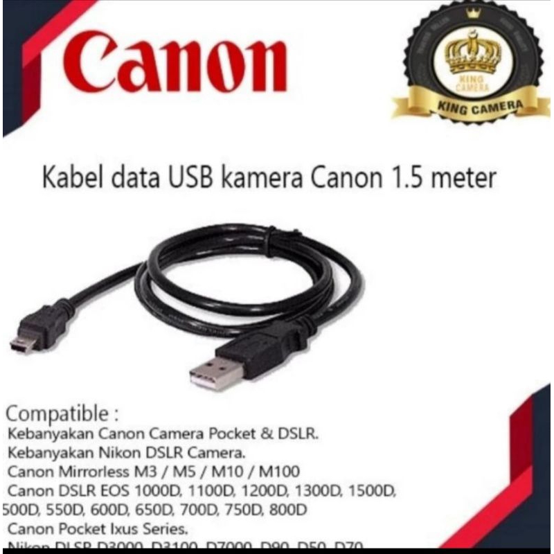 kabel data USB kamera mirrorless canon EOS M3,M5,M10,M100 original canon