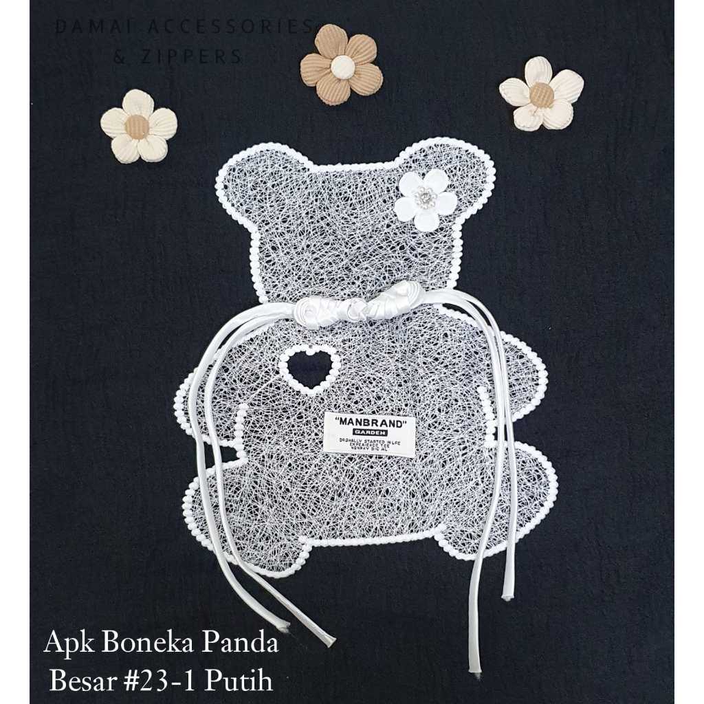 APLIKASI  BONEKA TEDDY BEAR HITAM PUTIH {PER-PCS}