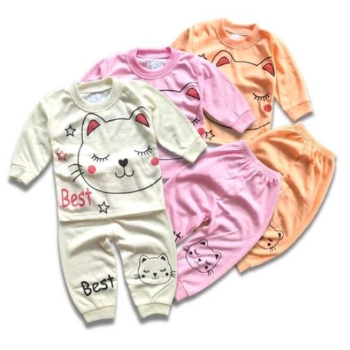 OKHI - pakaian anak perempuan 0-12 bulan (1 baju dan 1 celana) / Baju tidur anak perempuan BABYAG DV