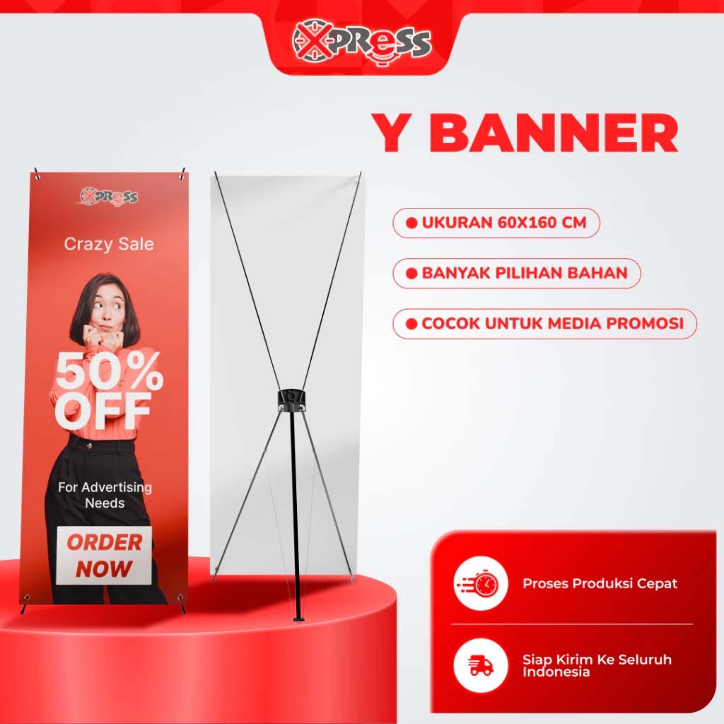 Y Banner Luster/ Stand Banner/ X Banner / Y Banner 60x160 + Free Tas Stand