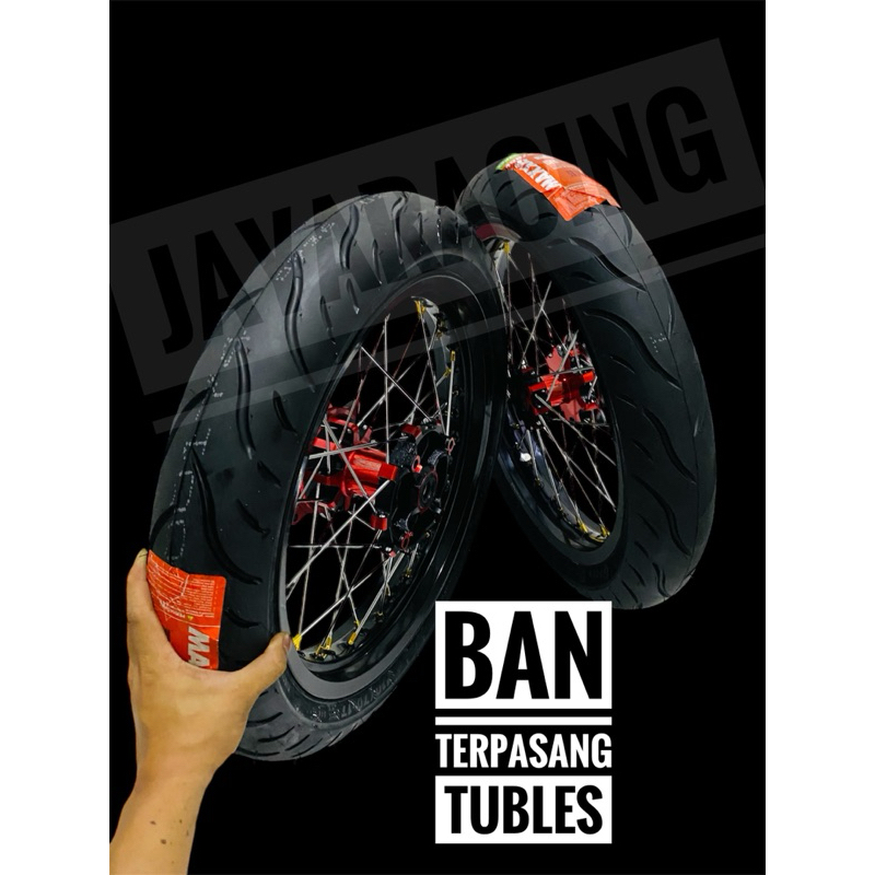 WHELLSET VELG FULL SCARLET SUPERMOTO RING 17 KLX 150 DTRACKER 150 CRF 150 WR 155 PLUS BAN MAXXIS TUB