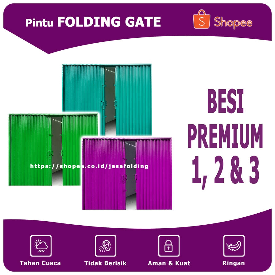 Besi Premium - Pintu Folding Gate Rolling Door Harmonika Garasi Lipat Sliding