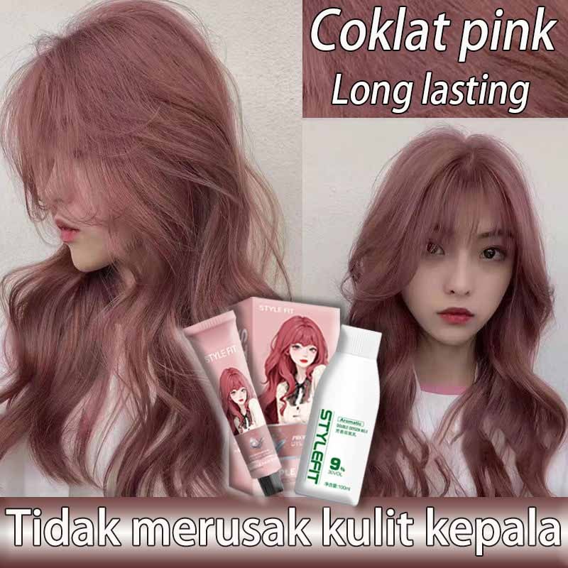 Pewarna Rambut Alami Nabati 200ml - Cat Rambut Warna Coklat Pink Ash Brown