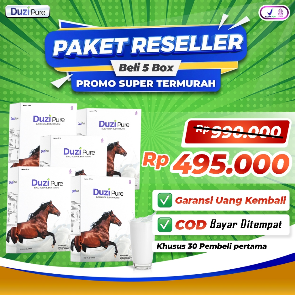 

Duzi Pure 5 Box - Susu Kuda Lombok Cegah Pengapuran Tulang, Nyeri Sendi & Rematik 100% Original