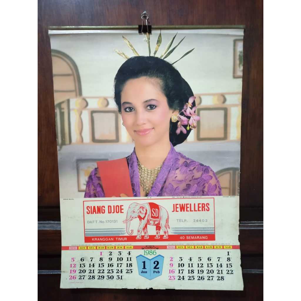 Langka Jadul Lawas Kalender tahun 1986 Siang Djoe Jewellers Semarang Artis Jadul