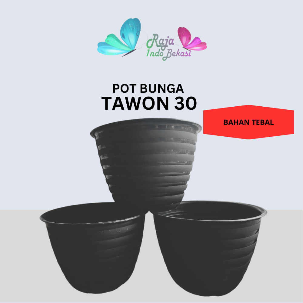Pot Bunga Super Tawon  30 Hitam Motif Tawon - Pot Plastik 29 30 Cm Vas Pot Bunga Tawon Bulat - Pot B