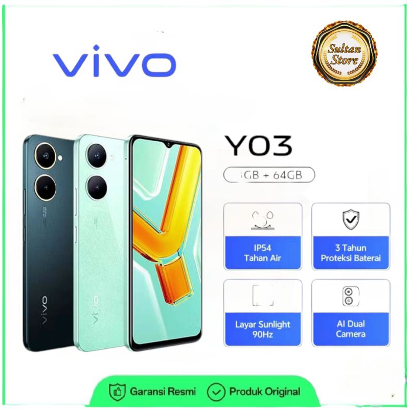 VIVO Y03T 4/64 GB,Garansi resmi Vivo indonesia 1 Tahun